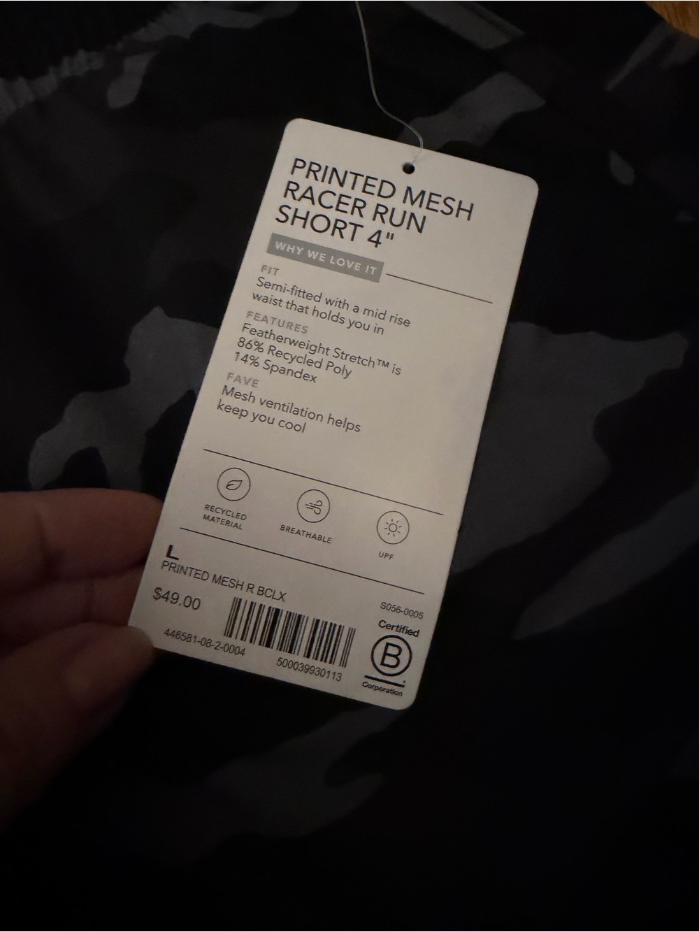 Athleta Printed Mesh Racer Run Short Black & Gray Camo - 2 Pairs NWTs - Picture 2 of 3